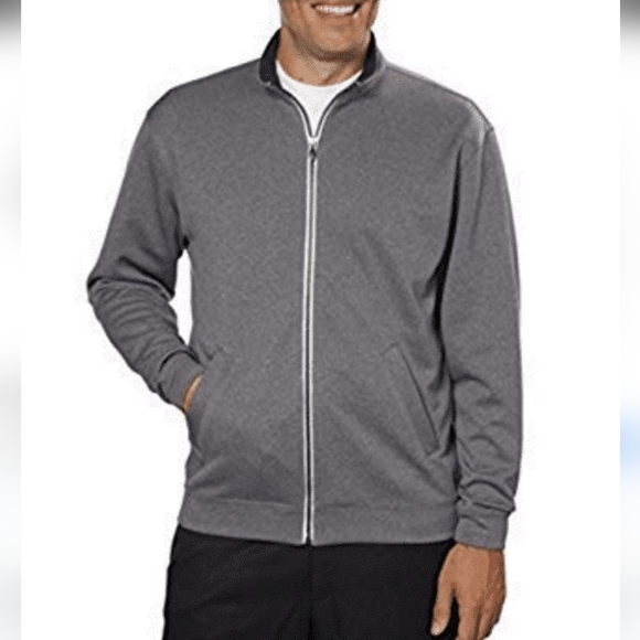 Pebble Beach Men's Charcoal Zip-Up Sweater - Picture 1 of 5
